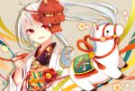  chiyomatsu goma_(11zihisin) highres horns horse japanese_clothes kimono oni_mask sakazuki trap 