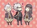 1girl 2boys black_hair boots cape family father_and_son fire_emblem fire_emblem:_kakusei gloves heart jerome_(fire_emblem) long_hair mark_(fire_emblem) mask mother_and_son multiple_boys my_unit omohayu white_hair 