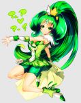  1girl absurdres bike_shorts boots brooch choker cure_march green_eyes green_hair heart heart-shaped_pupils highres jewelry lips long_hair magical_girl midorikawa_nao ponytail precure shorts_under_skirt skirt smile smile_precure! solo symbol-shaped_pupils tiara tri_tails very_long_hair 