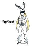  1girl blonde_hair crossover helmet kantai_collection long_hair parody personification racing_suit seo_tatsuya shimakaze_(kantai_collection) solo the_stig top_gear 