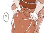  1girl apron comic grabbing head_out_of_frame mitsumoto_jouji mystia_lorelei okamisty solo sweat touhou translated waist_apron 