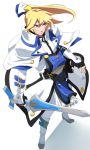  1boy blonde_hair blue_eyes fingerless_gloves gloves guilty_gear guilty_gear_xrd jerun ky_kiske long_hair ponytail solo sword weapon 