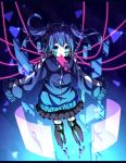  1girl blue_eyes blue_hair cable ene_(kagerou_project) headphones kagerou_project letter long_hair nuira twintails 
