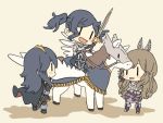  3girls ai-wa armor blue_hair brown_hair cape chibi cynthia_(fire_emblem) fire_emblem fire_emblem:_kakusei lucina mother_and_daughter multiple_girls open_mouth pegasus pegasus_knight siblings sisters smile sumia sword twintails weapon wings |_| 
