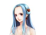  1girl blue_hair earrings forehead highres jewelry long_hair nefertari_vivi one_piece smile solo totsukitouka violet_eyes 