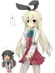  2girls cosplay costume_switch kantai_collection long_hair multiple_girls naganami_(kantai_collection) naganami_(kantai_collection)_(cosplay) nagasioo pantyhose shimakaze_(kantai_collection) shimakaze_(kantai_collection)_(cosplay) tagme thigh-highs 