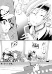  1boy 4girls admiral_(kantai_collection) chitose_(kantai_collection) comic headband hiyou_(kantai_collection) ichiei jun&#039;you_(kantai_collection) kantai_collection monochrome multiple_girls ponytail translated 