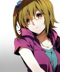  1girl blonde_hair brown_eyes glasses hoodie kagerou_project kisaragi_momo long_hair side_ponytail solo white_background wonoco0916 