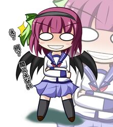  1girl angel_beats! evil_smile ribbon school_uniform serafuku smile solo sparkle thigh-highs yasu_(checkit) yuri_(angel_beats!) zoom_layer 