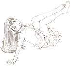  1girl long_hair monochrome sketch skirt solo yoshitomi_akihito 
