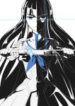  1girl absurdres blue_eyes epaulettes highres junketsu kill_la_kill kiryuuin_satsuki long_hair manjiro_night_(linda_qiu) sword weapon 