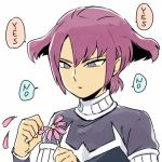  1boy alpha_(inazuma_eleven) bust english face flower he_loves_me_he_loves_me_not inazuma_eleven_(series) inazuma_eleven_go inazuma_eleven_go_chrono_stone lowres male no_pupils petals pointy_ears protocol_omega riho simple_background solo white_background 