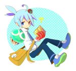  1boy ? ahoge bag blue blue_eyes blue_hair insect ladybug liruty polka_dot polka_dot_background puyo_(puyopuyo) puyopuyo puyopuyo_fever puyopuyo_tetris red_eyes sig solo tetris 