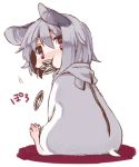  1girl akagashi_hagane animal_costume animal_ears eating grey_hair hamster_costume hamster_tail lowres mouse_ears nazrin red_eyes seed short_hair solo sunflower_seed tail touhou 