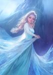  1girl blonde_hair blue_eyes dress elsa_(frozen) frozen_(disney) lips long_hair mrscallion smile solo source_request 