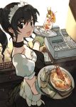  black_hair cash_register choker crustacean earrings food fujisawa_machi gloves jewelry lobster north_carolina_ameko open_mouth smile solo waitress 