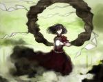 1girl amagaya_(rat-tat-tat) ame_tani long_skirt skirt solo touhou wind wink yasaka_kanako