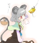  bait basket blush breath cheese fishing_hook grey_hair heavy_breathing jewelry mouse mouse_ears mouse_tail nazrin pendant red_eyes saliva sape_(saperon_black) saperon short_hair solo sweat tail tears teasing touhou 