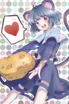  bad_id cheese grey_hair heart highres jewelry mouse_ears mouse_tail nazrin pendant red_eyes short_hair solo tail touhou yuko_(artist) yuuyuu_(yuko) 