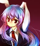  1girl animal_ears blazer bunny_ears highres long_hair necktie purple_hair rabbit_ears red_eyes reisen_udongein_inaba solo touhou uranaishi_(miraura) 