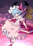  bat_wings blue_hair colored hat kareha_aki la-do red_eyes remilia_scarlet short_hair solo spear_the_gungnir touhou wings 