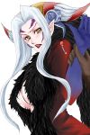  final_fantasy final_fantasy_viii horns long_hair midriff pointy_ears ultimecia white_hair witch yellow_eyes 