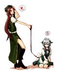  angry animal_ears bad_id collar dog_ears heart hong_meiling inu_sakuya izayoi_sakuya kemonomimi_mode kurau_kii leash multiple_girls short_hair touhou 