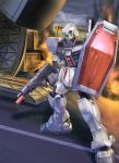  gm_(mobile_suit) gm_cold_districts_type gun gundam gundam_0080 machine_gun mecha raybar shield smoke solo weapon 