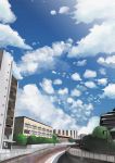   building cityscape clouds lights scenery sky tree water yamatezaka  