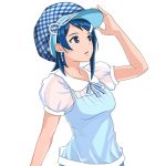  blue_hair hat idolmaster issei mizutani_eri short_hair solo 