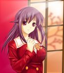  andou_mahoro combination highres mahoromatic purple_hair red_eyes school_uniform suzumiya_haruhi suzumiya_haruhi_no_yuuutsu vector_trace 