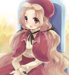  capelet code_geass dress hat kl long_hair long_sleeves nunnally_lamperouge open_mouth purple_eyes sitting solo twintails violet_eyes 