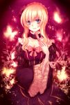  beatrice blonde_hair blue_eyes butterfly dress fan flower nozomi_fuuten smile solo umineko_no_naku_koro_ni 