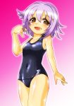  blush idolmaster koshimizu_sachiko purple_hair school_swimsuit shiny shiny_skin swimsuit winn 