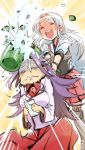 2girls drunk hairband japanese_clothes jun&#039;you_(kantai_collection) kantai_collection long_hair multiple_girls muneate nonco personification purple_hair shattered shoukaku_(kantai_collection) silver_hair 