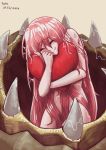  absurdres artist_request heart heart_pillow highres hug monster_girl monster_girl_encyclopedia pillow sandworm_(monster_girl_encyclopedia) 