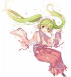  1girl green_eyes green_hair hatsune_miku headset japanese_clothes kimono long_hair sakura_neko solo twintails very_long_hair vocaloid 