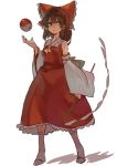  1girl bow brown_eyes brown_hair detached_sleeves gohei hair_bow hair_tubes hakurei_reimu japanese_clothes long_hair miko orb pisoshi socks solo standing touhou wide_sleeves yin_yang 