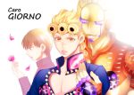  3boys blonde_hair butterfly dual_persona giorno_giovanna hisohiso jojo_no_kimyou_na_bouken multiple_boys petals red_eyes 