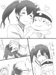  2girls :3 character_doll character_request comic ishii_hisao kantai_collection monochrome multiple_girls shota_admiral_(kantai_collection) simple_background smile translation_request twintails zuikaku_(kantai_collection) 