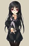  1girl dasoku_sentarou glasses long_hair original pantyhose red_eyes school_uniform skirt solo 