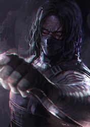  1boy _winter_soldier black_hair bucky_barnes captain_america_the_winter_soldier clenched_hand et.m fingerless_gloves gloves marvel mask solo 