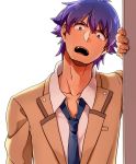  1boy angel_beats! maguro_(ma-glo) male necktie noda_(angel_beats!) purple_hair school_uniform short_hair violet_eyes 