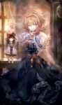 1girl 60mai alice_margatroid blonde_hair blue_eyes capelet character_doll doll hairband hakurei_reimu looking_at_viewer puppet rough shanghai_doll short_hair smile solo touhou 