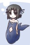  1girl black_hair kara_no_kyoukai mermaid monster_girl navel navel_cutout ohitashi_netsurou ryougi_shiki short_hair solo 