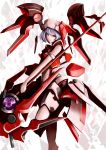  1girl alternate_costume armor highres koyuki_(pixiv) lavender_hair looking_at_viewer mecha_musume mechanical_parts mechanical_wings parted_lips polearm red_eyes remilia_scarlet short_hair solo spear standing_on_one_leg tagme touhou weapon wings 