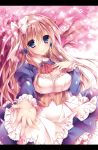 1girl breasts cherry_blossoms letterboxed long_hair looking_at_viewer original solo sorai_shin&#039;ya traene_(sorai_shin&#039;ya) 