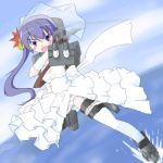  akebono_(kantai_collection) blush dress kantai_collection purple_hair side_ponytail tagme wedding_dress 