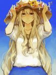  1girl alternate_costume blonde_hair crimsonseed flower hat hat_flower kagerou_project kozakura_mary long_hair sun_hat 