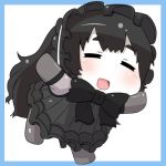  black_dress black_hair chibi closed_eyes dress gothic_lolita isolated_island_oni kantai_collection lolita_fashion long_hair open_mouth pale_skin pantyhose puchimasu! shinkaisei-kan simple_background smile solo white_background yuureidoushi_(yuurei6214) 